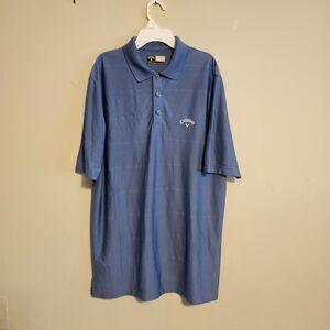 Callaway Golf Blue Striped Polo Shirt Men sz Med